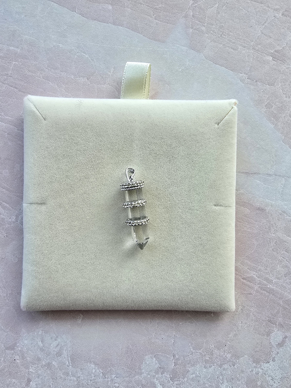Awe Inspired Manifestation Crystal Amulet, Charm, Silver - Picture 4 of 4